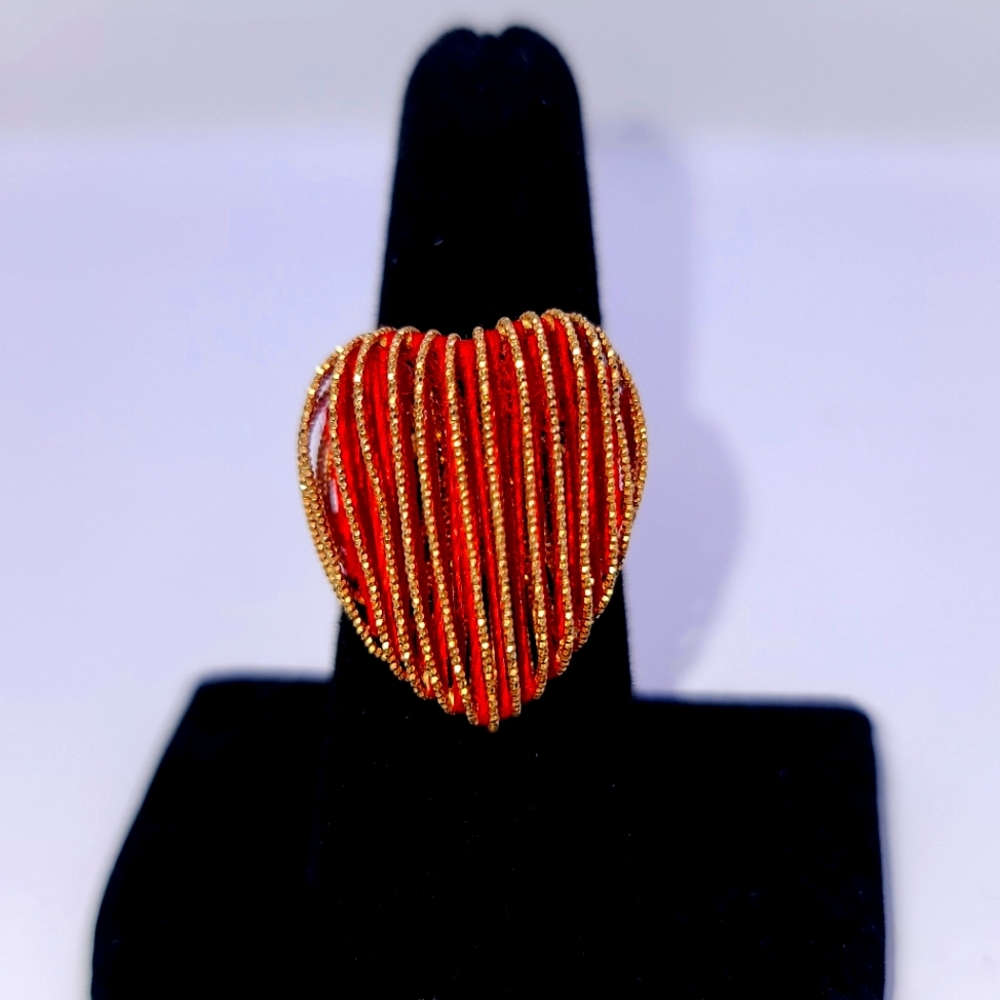 14K Gold Stamped Italy Milor Size 8 Heart Ring